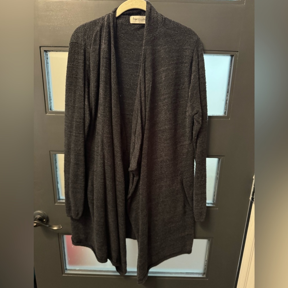IMPRESSIONS Long charcoal cardigan